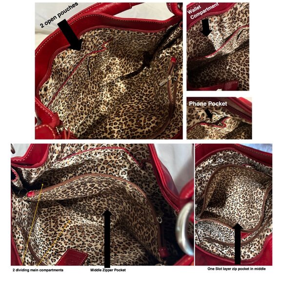 Bella Rosa Maria Boutique | Celsius | Genuine Leather | Red Handbag | Large - Picture 6 of 12